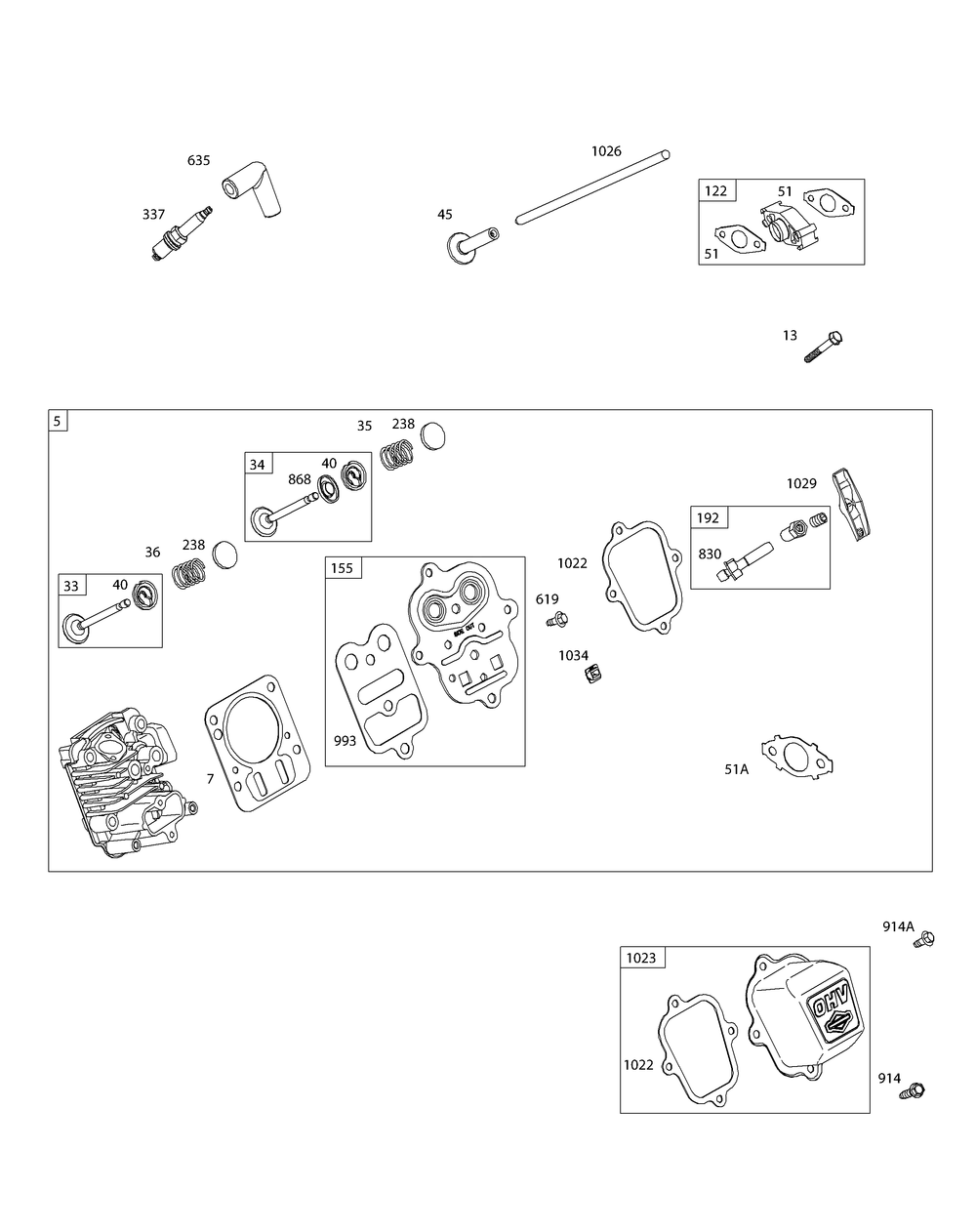 Bs 15t202-0915-F8 Cylinder Head Diagram and Parts List for CS3310 (24A424M-24A424M709-24A424M710-24A424M756)(2015) Cub Cadet Chipper Shredder